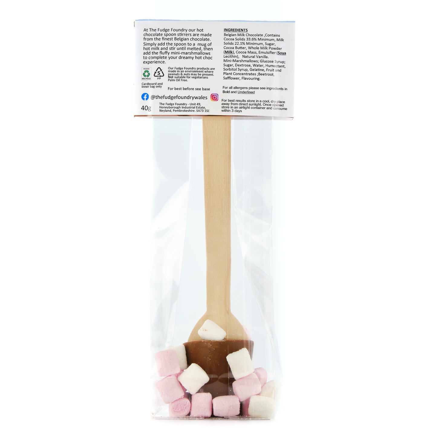BELGIAN (MILK) CHOCOLATE - HOT CHOCOLATE STIRRER with Mini Marshmallows