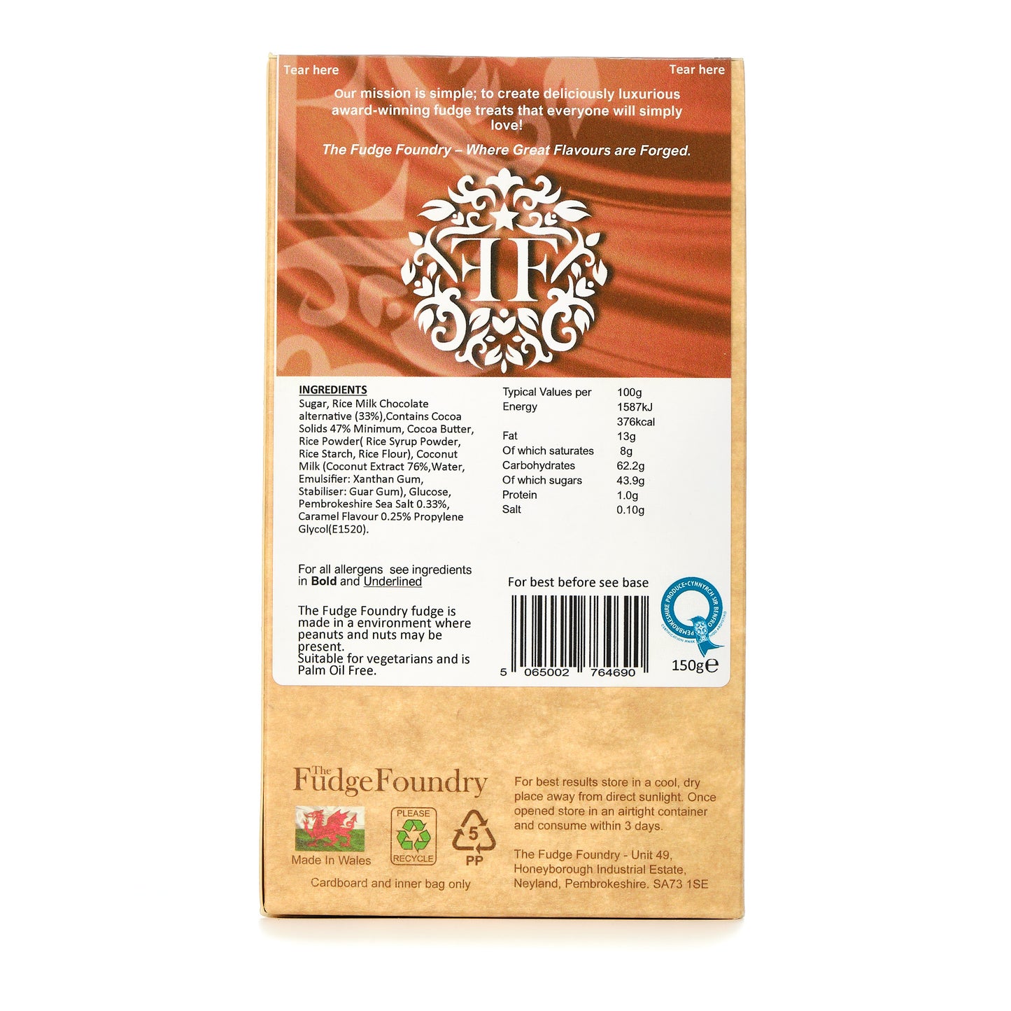 GREAT TASTE AWARD - WINNING "2024" VEGAN SEA SALTED CARAMEL FUDGE