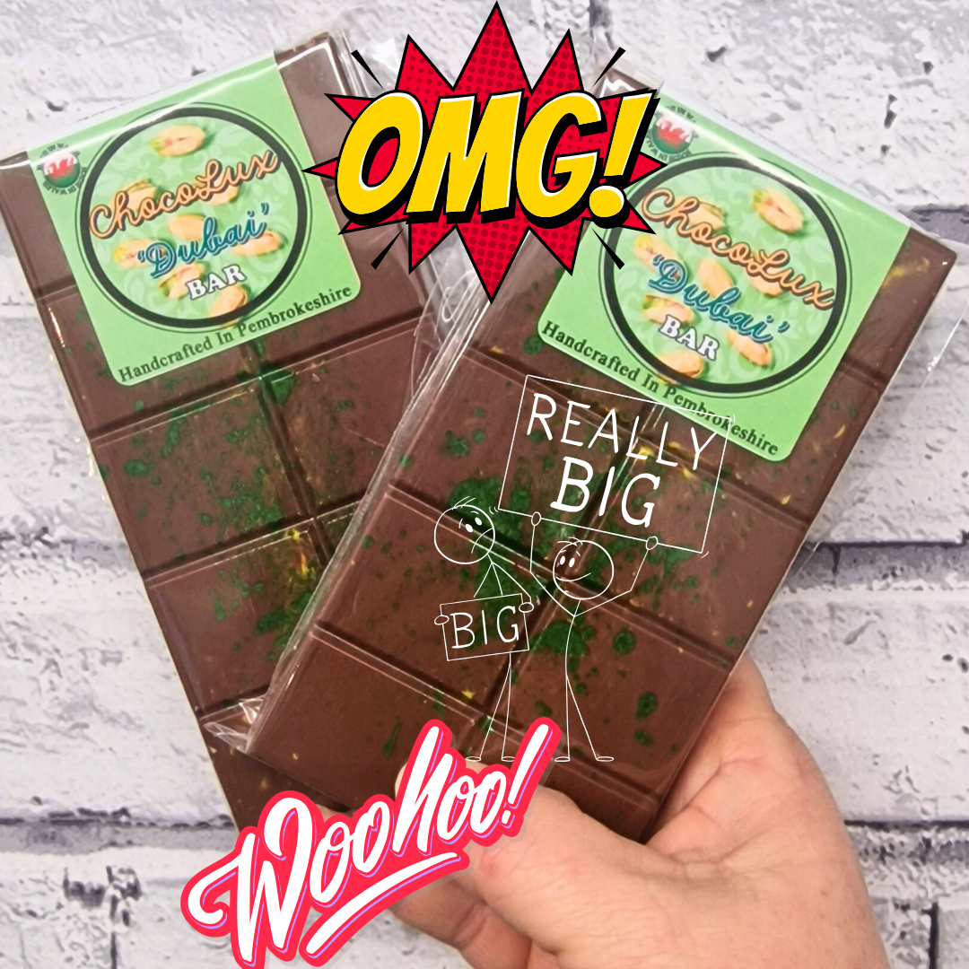 NEW! Limited Edition ChocoLux Dubai Bar- 210g – A Luxurious Pistachio & Chocolate Delight