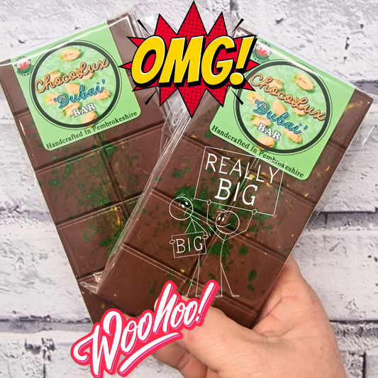NEW! Limited Edition ChocoLux Dubai Bar- 210g  – A Luxurious Pistachio & Chocolate Delight