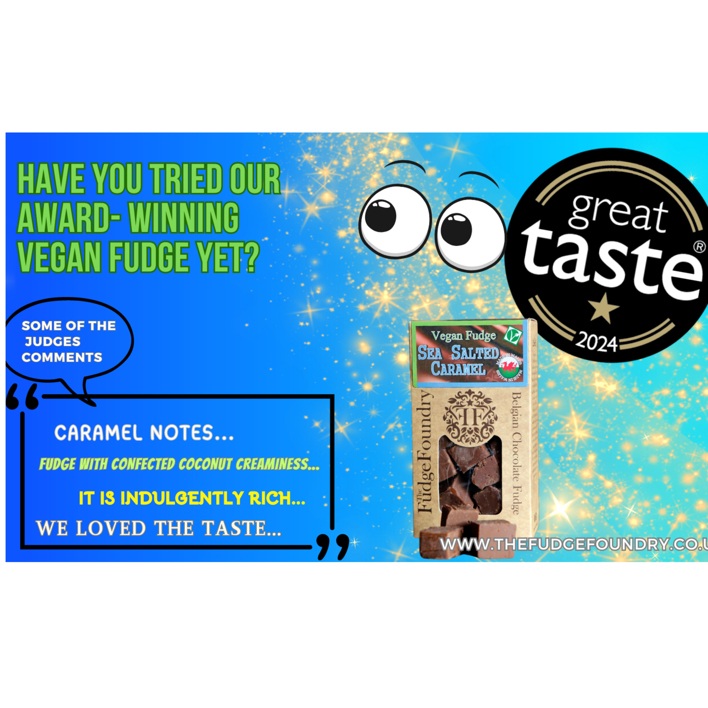 GREAT TASTE AWARD - WINNING "2024" VEGAN SEA SALTED CARAMEL FUDGE