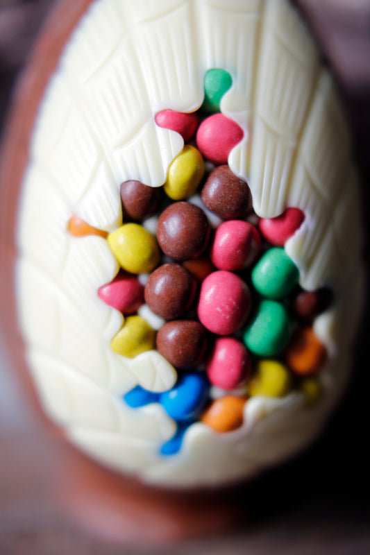 NEW!! Belgian Chocolate - Chocolate M&M Beans Inclusion Easter Egg.. Limited Availablity