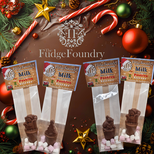 NEW!!🎄Festive⭐  BELGIAN (MILK) CHOCOLATE - HOT CHOCOLATE STIRRER with Mini Marshmallows