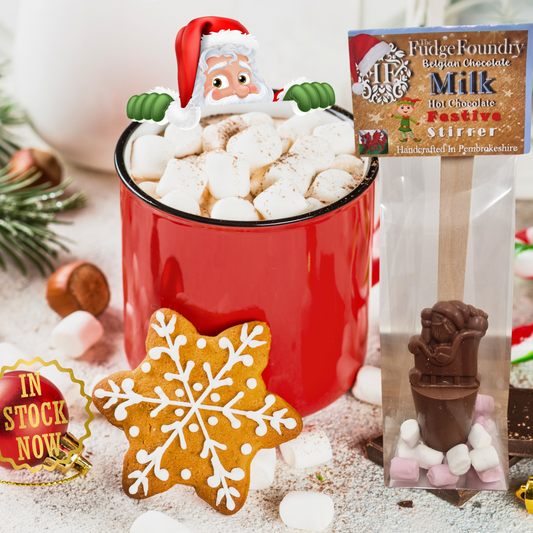 NEW!!🎄Festive⭐  BELGIAN (MILK) CHOCOLATE - HOT CHOCOLATE STIRRER with Mini Marshmallows