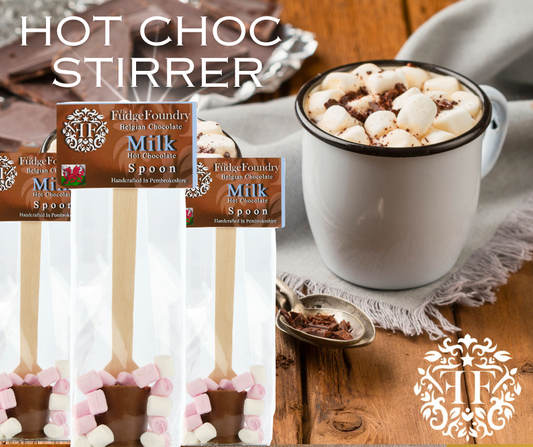 BELGIAN (MILK) CHOCOLATE - HOT CHOCOLATE STIRRER with Mini Marshmallows