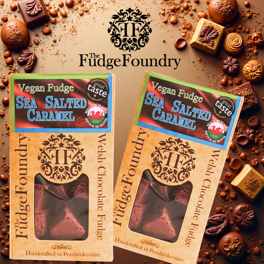 GREAT TASTE AWARD - WINNING "2024"   VEGAN SEA SALTED CARAMEL FUDGE
