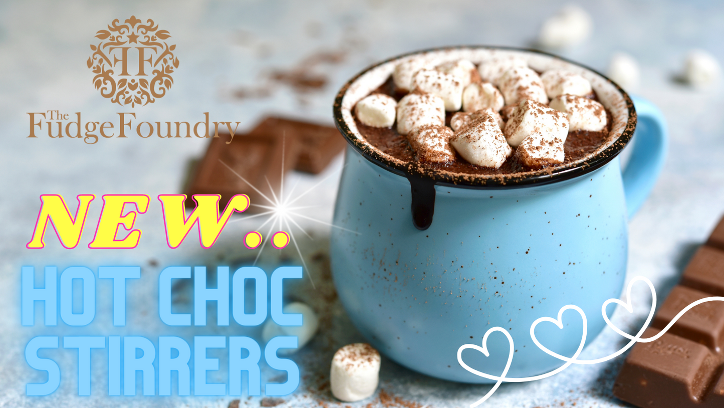 A TRIO OF BELGIAN  CHOCOLATE - HOT CHOCOLATE STIRRER with Mini Marshmallows